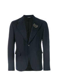Мужской темно-синий пиджак в вертикальную полоску от Dolce & Gabbana