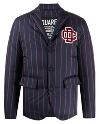 Мужской темно-синий пиджак в вертикальную полоску от DSQUARED2