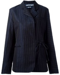 Женский темно-синий пиджак в вертикальную полоску от Jacquemus