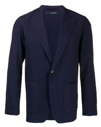 Мужской темно-синий пиджак в вертикальную полоску от Lardini