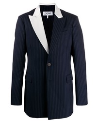 Мужской темно-синий пиджак в вертикальную полоску от Loewe
