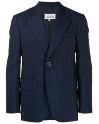 Мужской темно-синий пиджак в вертикальную полоску от Maison Margiela