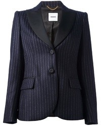 Женский темно-синий пиджак в вертикальную полоску от Moschino