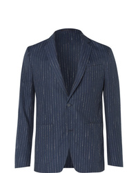 Мужской темно-синий пиджак в вертикальную полоску от Officine Generale