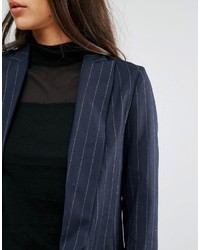 Женский темно-синий пиджак в вертикальную полоску от Sisley