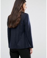 Женский темно-синий пиджак в вертикальную полоску от Sisley