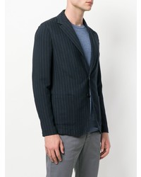 Мужской темно-синий пиджак в вертикальную полоску от T Jacket