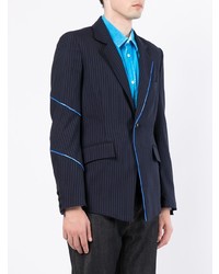 Мужской темно-синий пиджак в вертикальную полоску от Sulvam