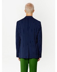 Мужской темно-синий пиджак в вертикальную полоску от Ami Paris