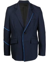 Мужской темно-синий пиджак в вертикальную полоску от Sulvam