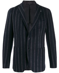Мужской темно-синий пиджак в вертикальную полоску от Tagliatore