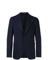 Мужской темно-синий пиджак в вертикальную полоску от Tagliatore