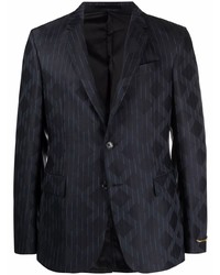 Мужской темно-синий пиджак в вертикальную полоску от Versace