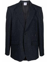 Мужской темно-синий пиджак в вертикальную полоску от Vetements