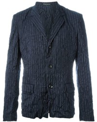 Мужской темно-синий пиджак в вертикальную полоску от Yohji Yamamoto