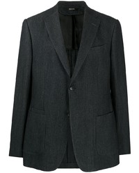 Мужской темно-синий пиджак в вертикальную полоску от Z Zegna