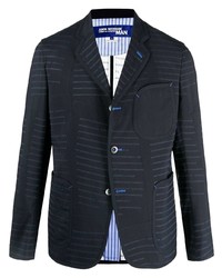 Мужской темно-синий пиджак в горизонтальную полоску от Junya Watanabe MAN