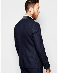 Мужской темно-синий пиджак в горошек от Asos
