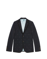 Мужской темно-синий пиджак в горошек от Gucci