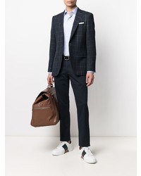 Мужской темно-синий пиджак в клетку от BOSS