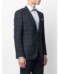 Мужской темно-синий пиджак в клетку от BOSS