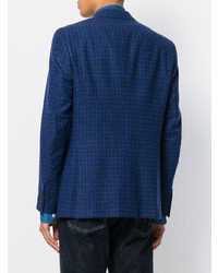 Мужской темно-синий пиджак в клетку от Isaia