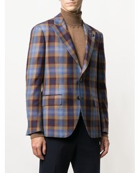 Мужской темно-синий пиджак в клетку от Gabriele Pasini