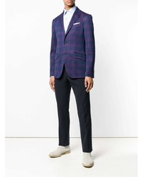 Мужской темно-синий пиджак в клетку от Etro