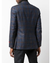 Мужской темно-синий пиджак в клетку от Isaia