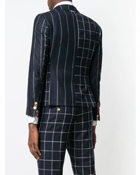 Мужской темно-синий пиджак в клетку от Thom Browne