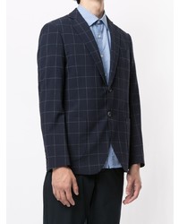 Мужской темно-синий пиджак в клетку от D'urban
