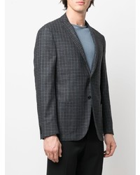 Мужской темно-синий пиджак в мелкую клетку от Corneliani