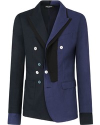 Мужской темно-синий пиджак в стиле пэчворк от Dolce & Gabbana