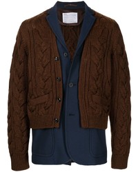 Мужской темно-синий пиджак в стиле пэчворк от Kolor