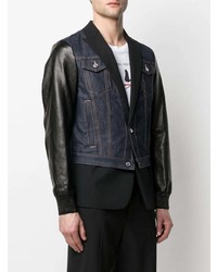 Мужской темно-синий пиджак в стиле пэчворк от DSQUARED2