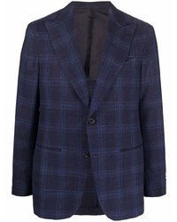 Мужской темно-синий пиджак в шотландскую клетку от Caruso