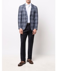 Мужской темно-синий пиджак в шотландскую клетку от Corneliani