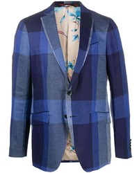 Мужской темно-синий пиджак в шотландскую клетку от Etro