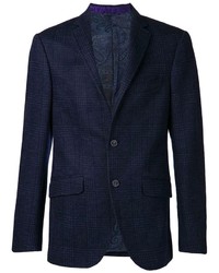 Мужской темно-синий пиджак в шотландскую клетку от Etro