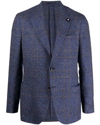 Мужской темно-синий пиджак в шотландскую клетку от Lardini