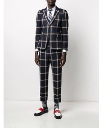 Мужской темно-синий пиджак в шотландскую клетку от Thom Browne