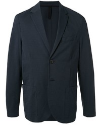 Мужской темно-синий пиджак из жатого хлопка от Harris Wharf London