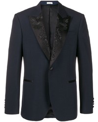 Мужской темно-синий пиджак с вышивкой от Alexander McQueen