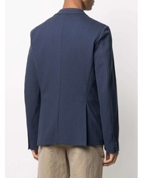 Мужской темно-синий пиджак с вышивкой от Moschino