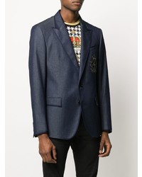 Мужской темно-синий пиджак с вышивкой от Dolce & Gabbana