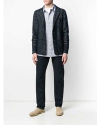 Мужской темно-синий пиджак с вышивкой от Missoni