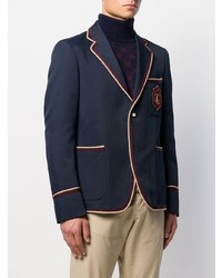 Мужской темно-синий пиджак с вышивкой от Gucci