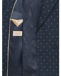 Мужской темно-синий пиджак с вышивкой от Gucci