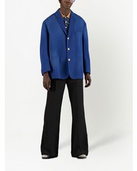 Мужской темно-синий пиджак с вышивкой от Gucci