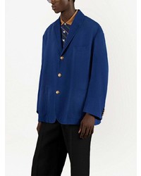 Мужской темно-синий пиджак с вышивкой от Gucci